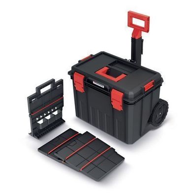 Rollende Koffer + Trager + Trennwande Werkzeugbox Toolbox Kunststoff 335x530x390