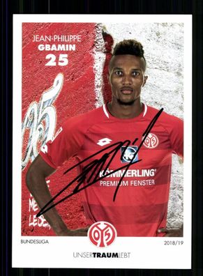 Jean Philippe Gbamin Autogrammkarte FSV Mainz 05 2018-19 Original Signiert