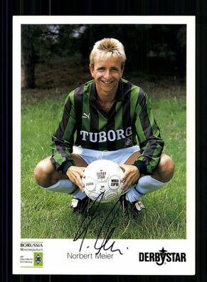 Norbert Meier Autogrammkarte Borussia Mönchengladbach 1990-91 Orig Sign