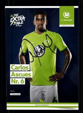Carlos Ascues Autogrammkarte VFL Wolfsburg 2016-17 Original Signiert