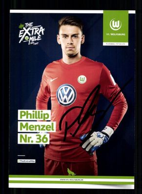 Phillip Menzel Autogrammkarte VFL Wolfsburg 2016-17 Original Signiert