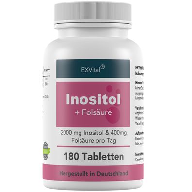 Inositol, ideal kombiniert mit Folsäure, 180 Tabletten, reines Myo-Inositol