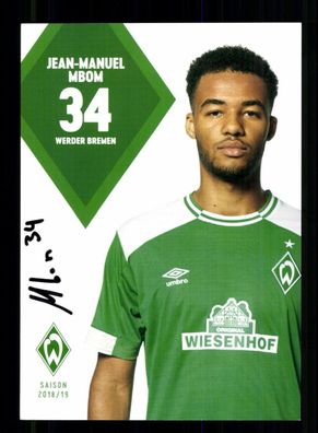 Jean Manuel Mbom Autogrammkarte Werder Bremen 2018-19 Original Signiert