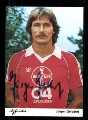 Jürgen Gelsdorf Autogrammkarte Bayer Leverkusen 1981-82 Original Signiert
