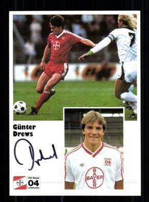 Günter Drews Autogrammkarte Bayer Leverkusen 1986-87 Original Signiert