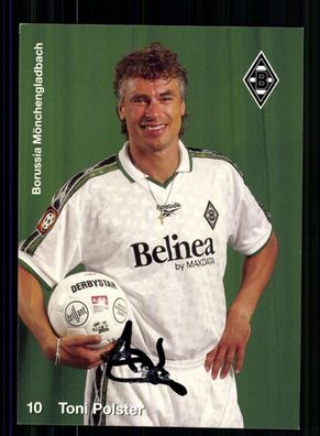 Toni Polster Autogrammkarte Borussia Mönchengladbach 1998-99 Orig Sign