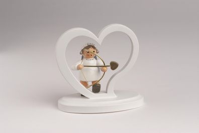 Miniaturfigur Engel mit Herz weiß BxTxH= 7x4,5x7cm NEU Holzfigur Winter