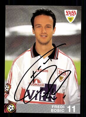 Fredi Bobic Autogrammkarte VfB Stuttgart 1996-97 Original Signiert
