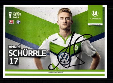 Andre Schürrle Autogrammkarte VFL Wolfsburg 2015-16 Original Signiert