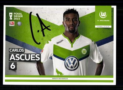Carlos Ascues Autogrammkarte VFL Wolfsburg 2015-16 Original Signiert