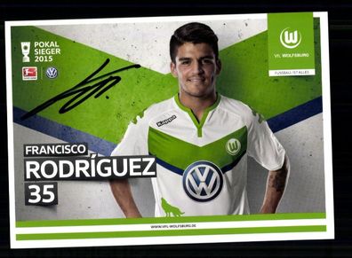 Francisco Rodriguez Autogrammkarte VFL Wolfsburg 2015-16 Original Signiert