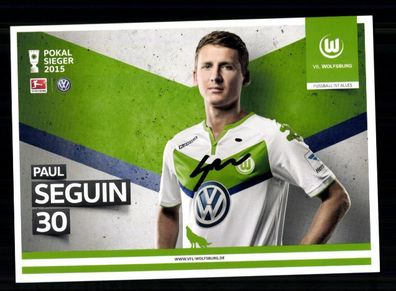 Paul Seguin Autogrammkarte VFL Wolfsburg 2015-16 Original Signiert