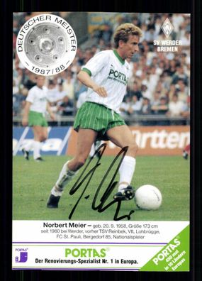 Norbert Meier Autogrammkarte Werder Bremen 1988-89 Original Sign. # G 40760