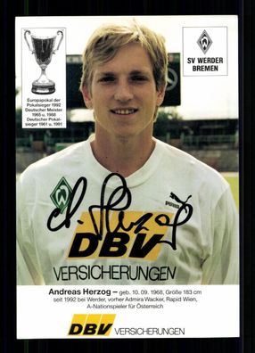Andreas Herzog Autogrammkarte Werder Bremen 1992-93 Original Sign. # G 40775