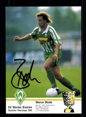 Marco Bode Autogrammkarte Werder Bremen 1994-95 Original Signiert
