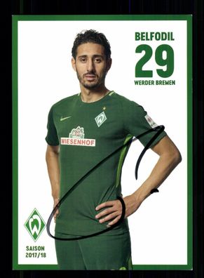 Ishak Belfodil Autogrammkarte Werder Bremen 2017-18 Original Signiert