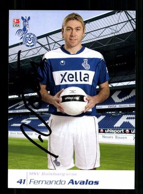 Fernando Avalos Autogrammkarte MSV Duisburg 2007-08 Original Signiert