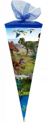 Nestler Schultüte 35 cm rund Tüll/ Textilborte Schleich® - Dinosaurs