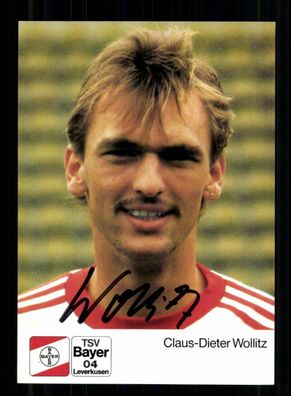 Claus Dieter Wollitz Autogrammkarte Bayer Leverkusen 1988-89 Original Signiert