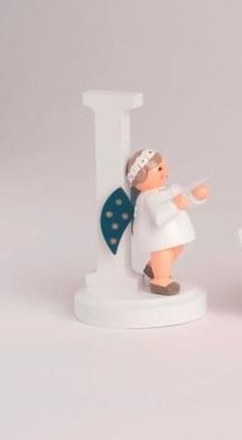 Miniaturfigur Engel mit Buchstabe "I" BxTxH= 4x4x7cm NEU Holzfigur Winter