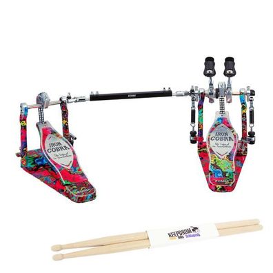 Tama Doppelpedal hp900pwmpr Iron Cobra 900 Marble Psychedelic Rainbow mit Schlagzeugs