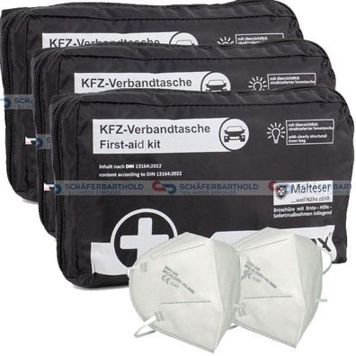 3x Verbandtasche Verbandstasche Erste Hilfe Verbandskasten PKW DIN13164 schwarz