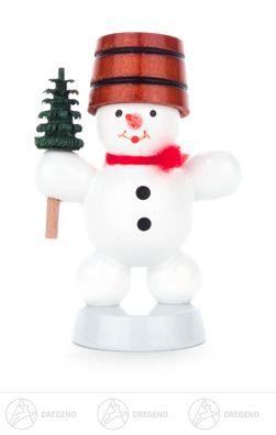 Weihnachtliche Miniatur Schneemann mit Baum H=ca 6 cm NEU Erzgebirge Holzfigur