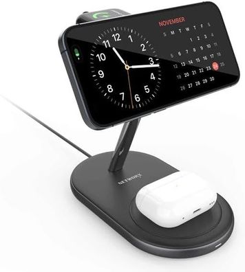 Networx 3-in-1 Ladestation MagSafe Charging Station iPhone/ Watch/ AirPods schwarz