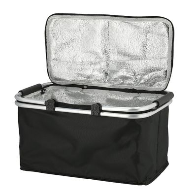 Thermo Einkaufskorb schwarz 30 L - 48 x 24 cm - Kühl Tasche Picknick Trage Korb