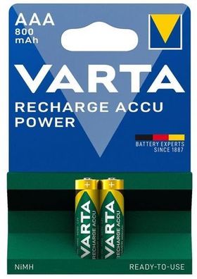 Varta AAA 800mAh Wiederaufladbare Batterien, 2er-Pack