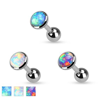 Tragus Ohrstecker Helix Cartilage Ohr Piercing Barbell Stab Syn. Opal Kristall