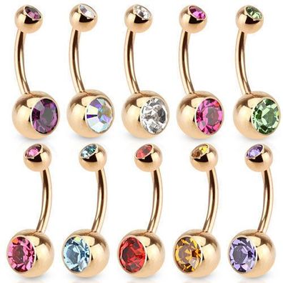 Bauchnabelpiercing Banane Rosegold Chirurgenstahl 316 Piercing Zirkonia Kristall