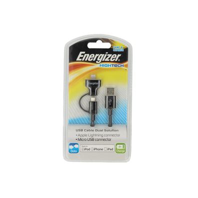 Energizer Lightning Micro USB auf USB Kabel Charge für Apple schwarz