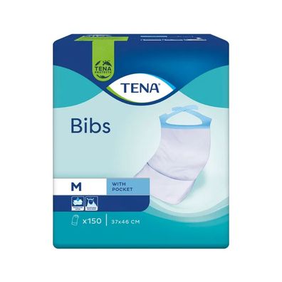 TENA Bibs Einmal-Schutzservietten, Kleidungsschutz Gr. M | Packung (150 Stück)