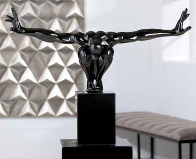 Casablanca Skulptur, "Cliffhanger", Mannmotiv, Kunstharz, Marmor, schwarz, , L. ...