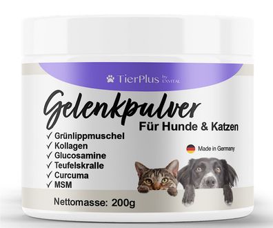 TierPlus Gelenkpulver für Hunde & Katzen, mit Grünlippmuschel, MSM, Kollagen uvm.