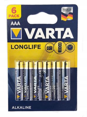 Varta Longlife AAA Batterien, 6 Stück