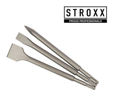 Stroxx 3tlg. SDS-Plus Meißel-Set Spitzmeißel Flachmeißel für Bohrhammer 100-999