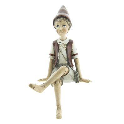Clayre & Eef Figur Pinocchio 23 cm Beige Rot Polyresin (Gr. 13x12x23 cm)