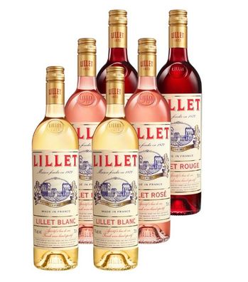Lillet 6er Set - Blanc, Rose & Rouge (17 % vol., 4,5 Liter) (17 % vol., hide)