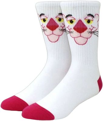 Pink Panther Lustige Weiße Socken - Cartoon Motivsocken in 3/4-Länge mit 360° Motiv