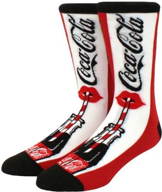 Coca-Cola Lustige Socken mit Sexy Lippen und Strohhalmen in 3/4-Länge mit Coca Motiv