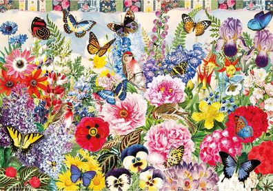 Bunte Schmetterlinge und Blumen