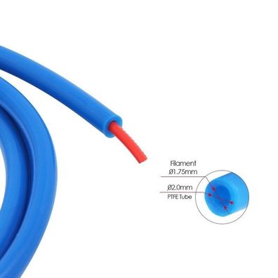 1 Meter PTFE Rohr - Blau für 3D Drucker für 1,75mm Filament- 2mm Innen * 4mm Maße