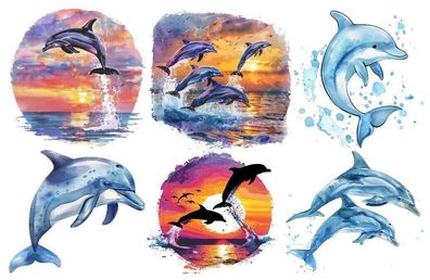 Bügelbild Bügelmotiv Delfin Meer Ozean Junge Mädchen verschiedene Größen