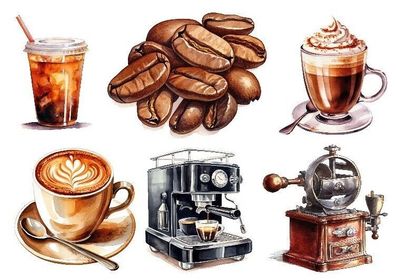 Bügelbild Bügelmotiv Kaffee Cafe Cappuccino Barista verschiedene Größen