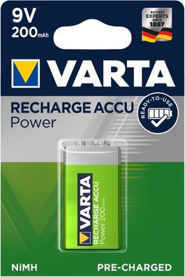 VARTA Rechargeable Akku E-Block 9V 200mAh (Entladeschutz)