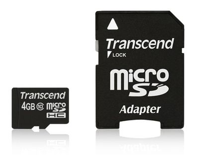 Transcend 4GB microSDHC Class 10 + SD-Adapter