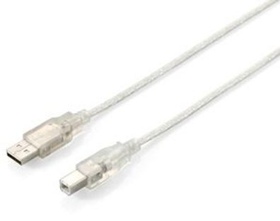 equip USB 2.0 Anschlusskabel A-Stecker/ B-Stecker 1,0m transp