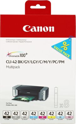 Canon Tintenpatronen PGI-42 Multipack (BK/ GY/ LGY/ C/ M/ Y/ PC/ PM)